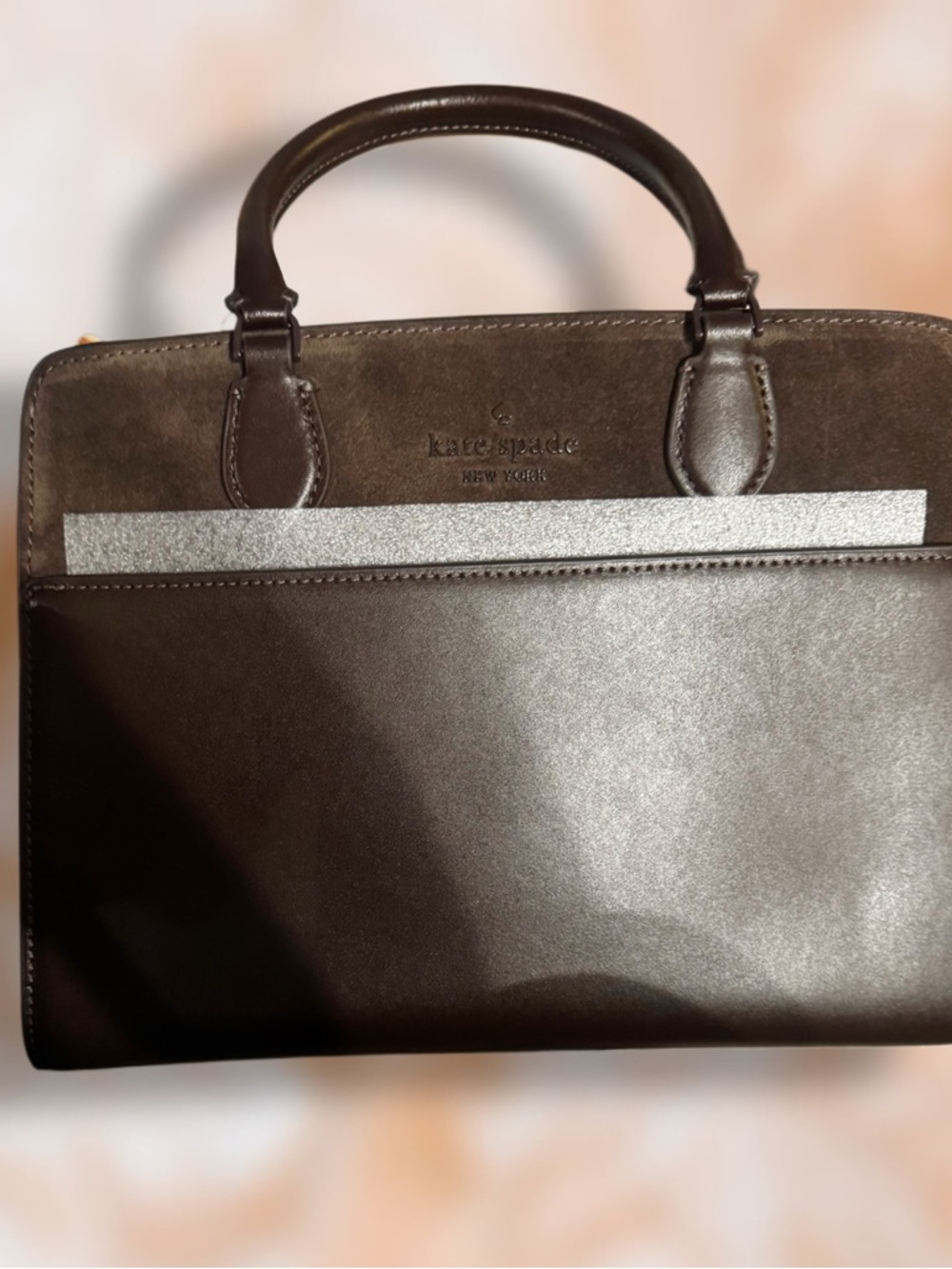 kate spade ♠️ Leather and Suede Satchel with Dual Handles - Picture 2 of 11